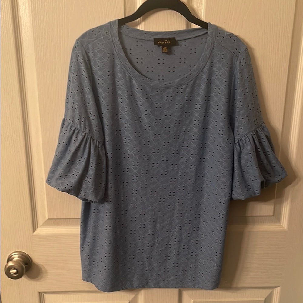 Blue Eyelet Top